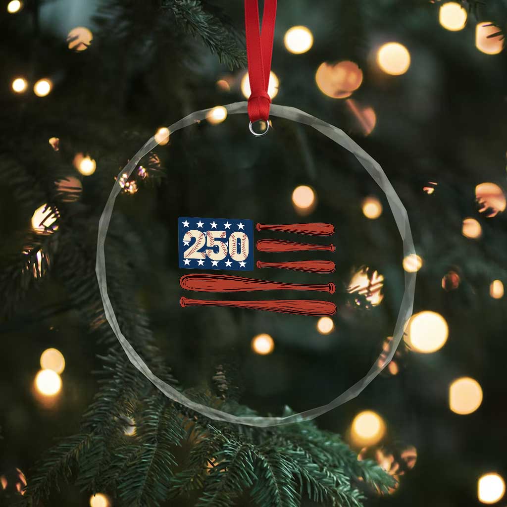 USA Flag Baseball Crystal Glass Ornament America 250th Anniversary Gift