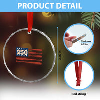 USA Flag Baseball Crystal Glass Ornament America 250th Anniversary Gift