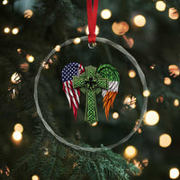 USA Flag Celtic Cross Irish American Crystal Glass Ornament St Patricks Day Gift