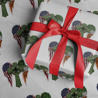 USA Flag Celtic Cross Irish American Wrapping Paper Roll St Patricks Day Gift