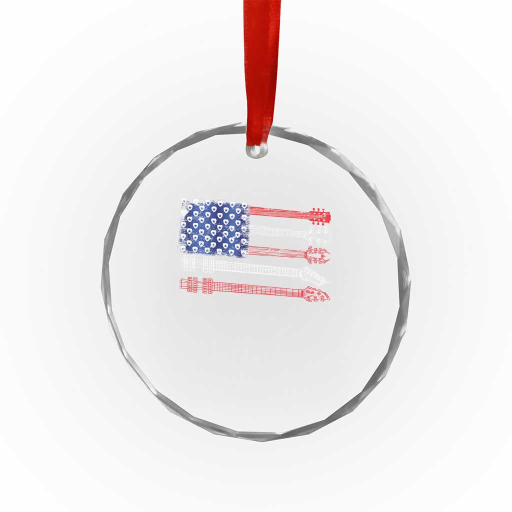 USA Flag Guitar Player Crystal Glass Ornament 4th of July Musician Guitarist - Wonder Print Shop