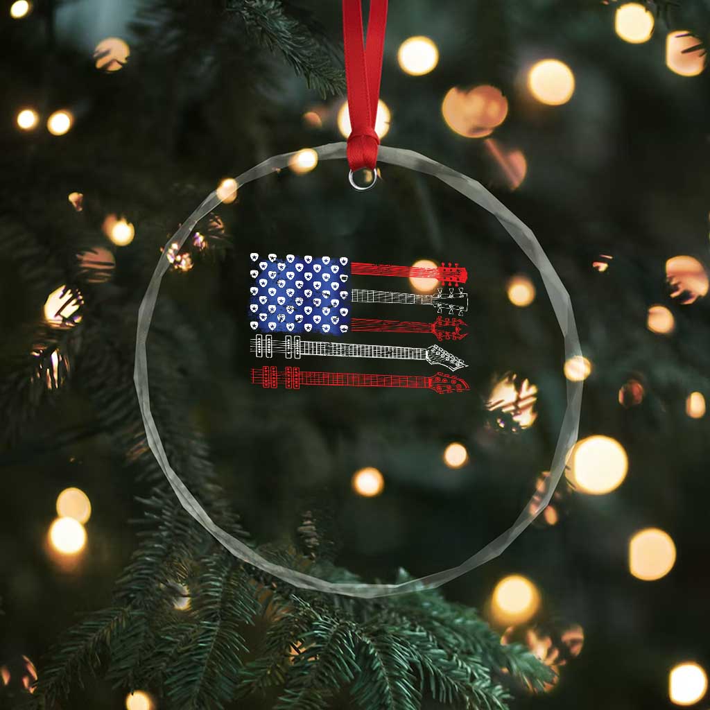 USA Flag Guitar Player Crystal Glass Ornament 4th of July Musician Guitarist - Wonder Print Shop