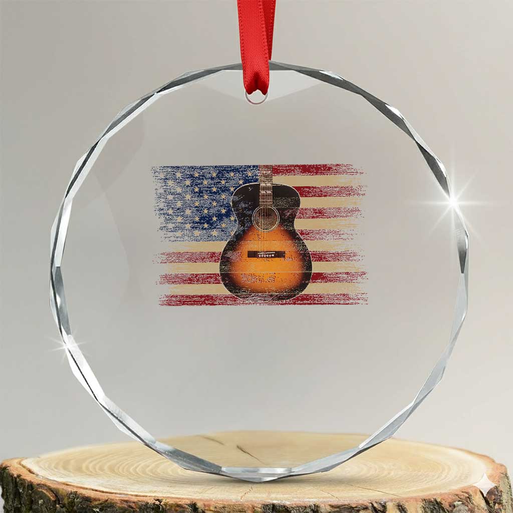USA Flag Guitar Player Crystal Glass Ornament Retro 4th of July Musician Guitarist - Wonder Print Shop