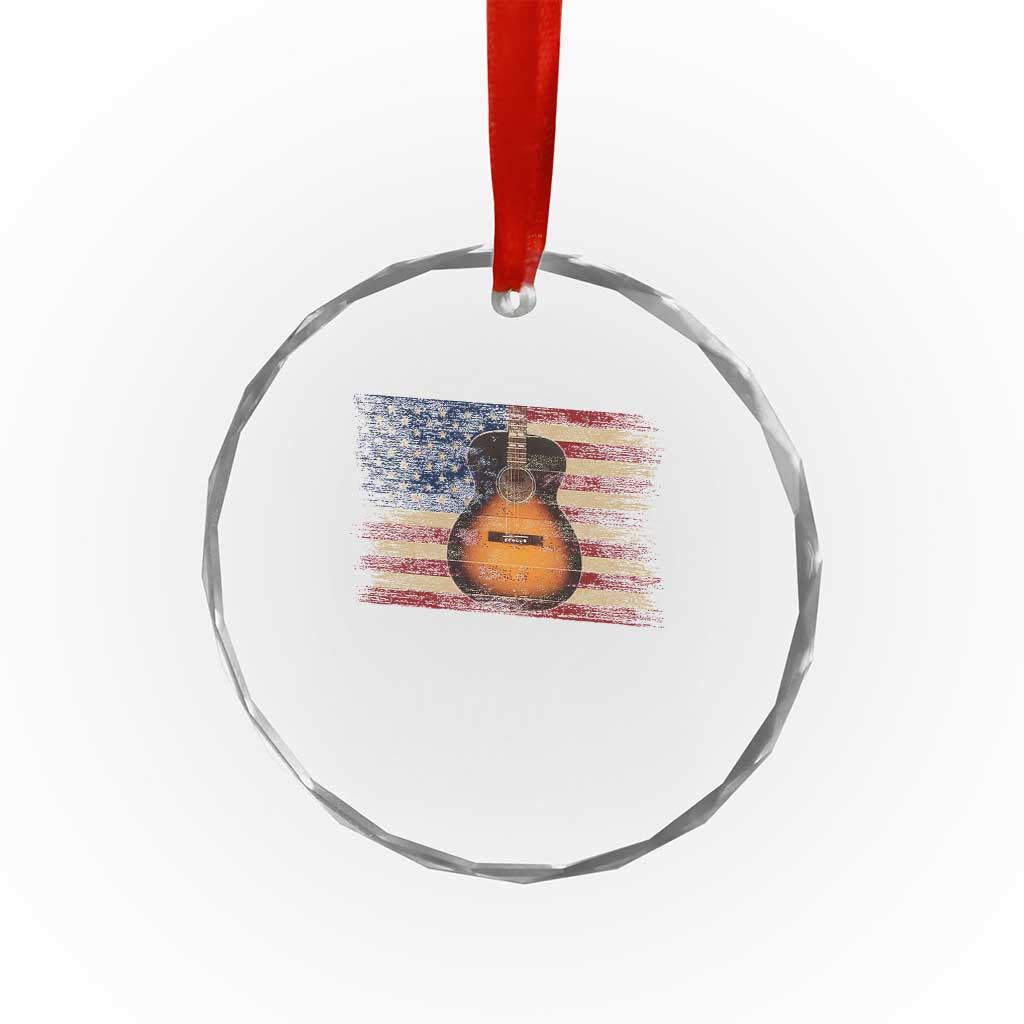 USA Flag Guitar Player Crystal Glass Ornament Retro 4th of July Musician Guitarist - Wonder Print Shop