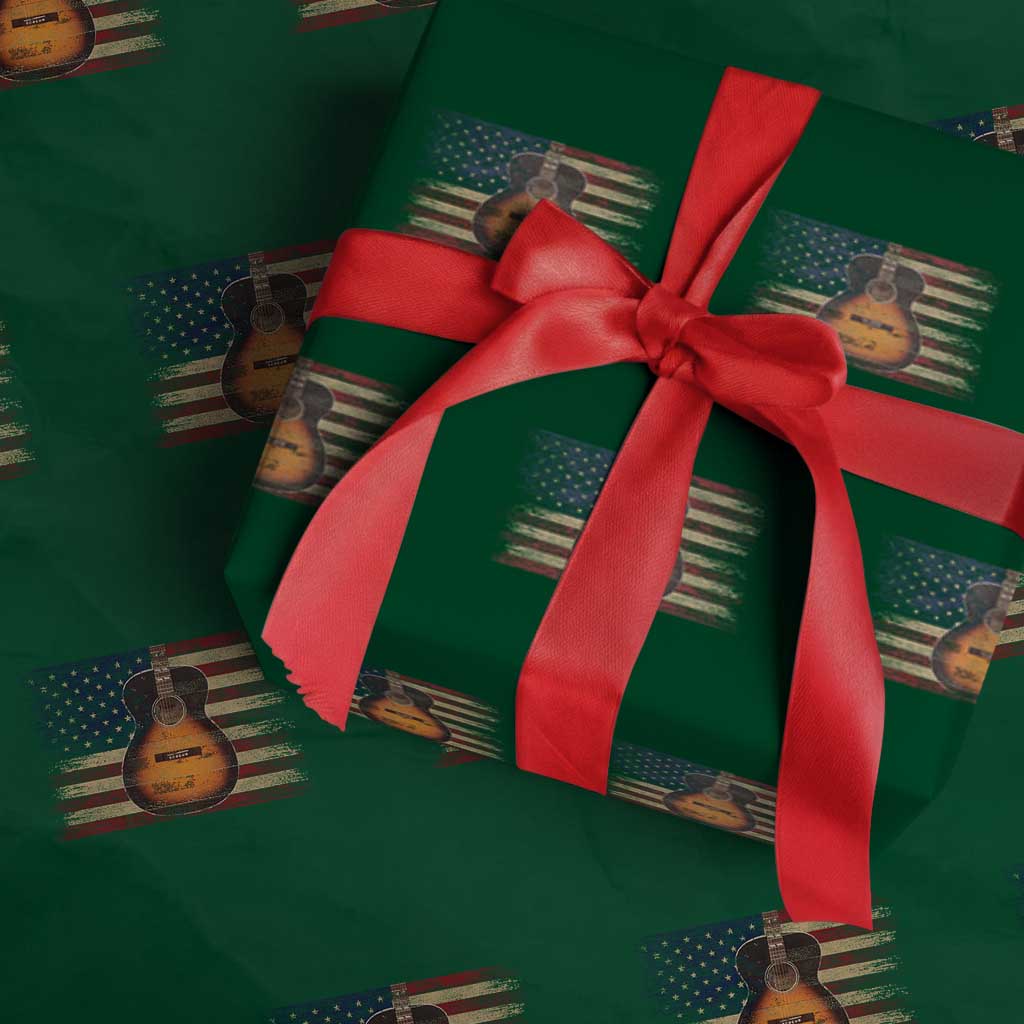 USA Flag Guitar Player Wrapping Paper Roll Retro 4th of July Musician Guitarist - Wonder Print Shop