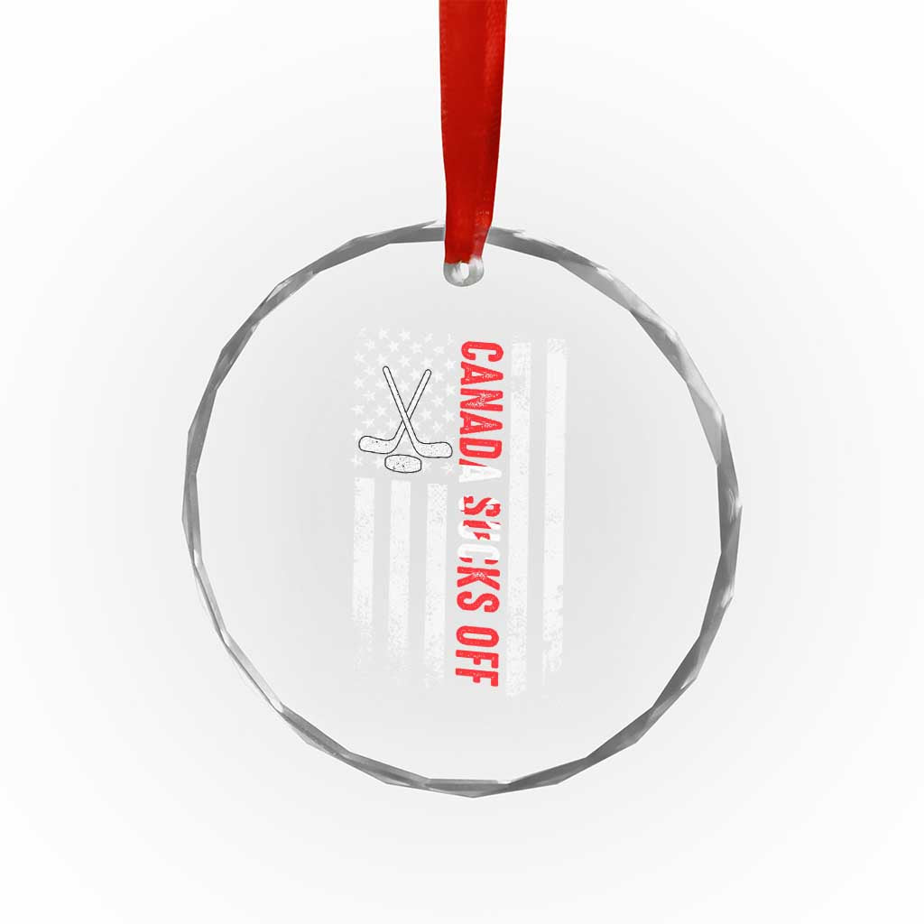 USA Flag Hockey Crystal Glass Ornament Funny Canada Sucks US EH American Flag TS02