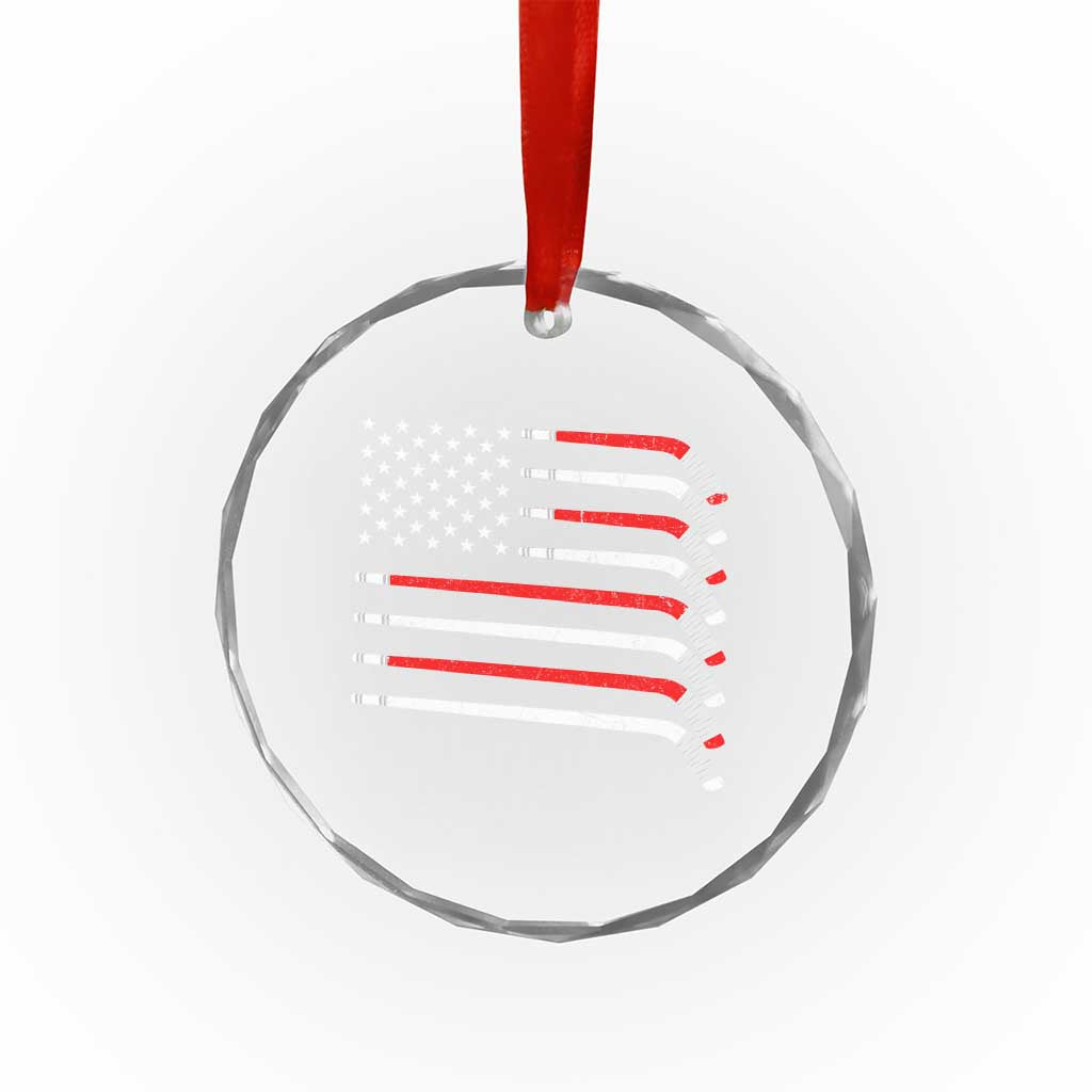 USA Flag Hockey Crystal Glass Ornament Patriotic Hockey Stick American Flags - Wonder Print Shop