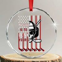 USA Flag Hockey Crystal Glass Ornament Skull Player My Goal Is To Deny Yours - Wonder Print Shop