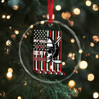USA Flag Hockey Crystal Glass Ornament Skull Player My Goal Is To Deny Yours - Wonder Print Shop