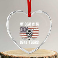 USA Flag Hockey Skull Heart Crystal Glass Ornament My Goal Is To Deny Yours - Wonder Print Shop