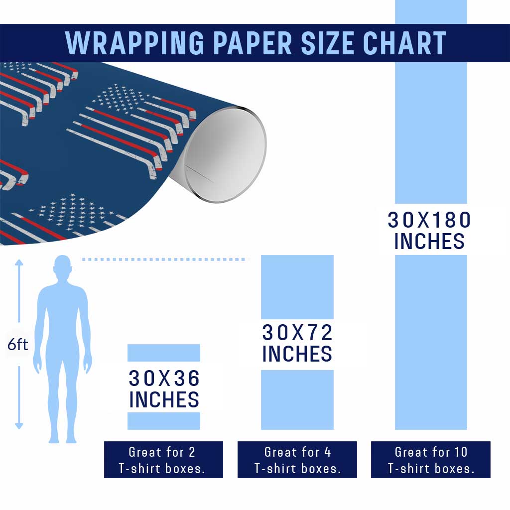 USA Flag Hockey Wrapping Paper Roll Patriotic Hockey Stick American Flags - Wonder Print Shop