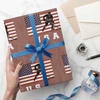 USA Flag Hockey Wrapping Paper Roll Patriotic Ice Hockey Player Retro Vintage - Wonder Print Shop