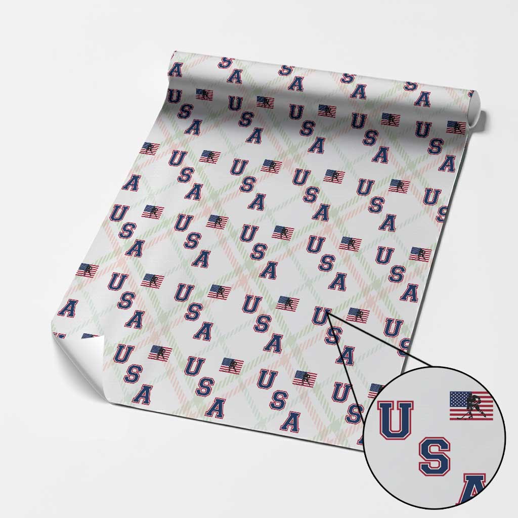 USA Flag Hockey Wrapping Paper Roll Patriotic Ice Hockey Team Fan Vintage Throwback - Wonder Print Shop