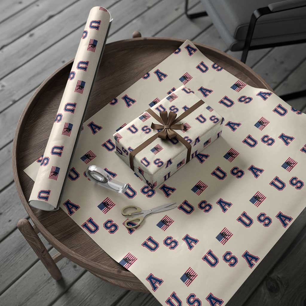 USA Flag Hockey Wrapping Paper Roll Patriotic Ice Hockey Team Fan Vintage Throwback - Wonder Print Shop