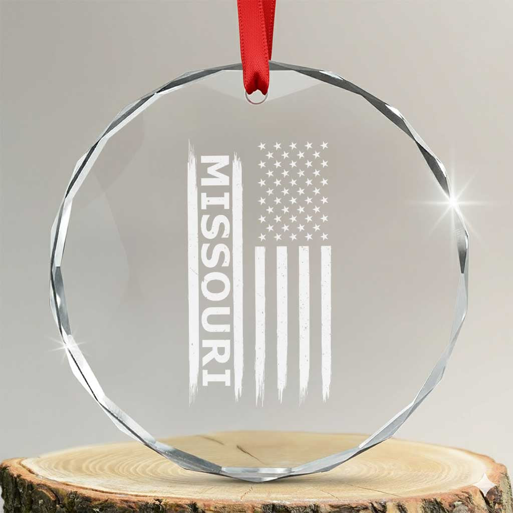 USA Flag Missouri State Pride Crystal Glass Ornament Missourian Pride