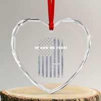 USA Flag Religious Quote Heart Crystal Glass Ornament In God We Trust American Patriotic Faith 4th of July Cross