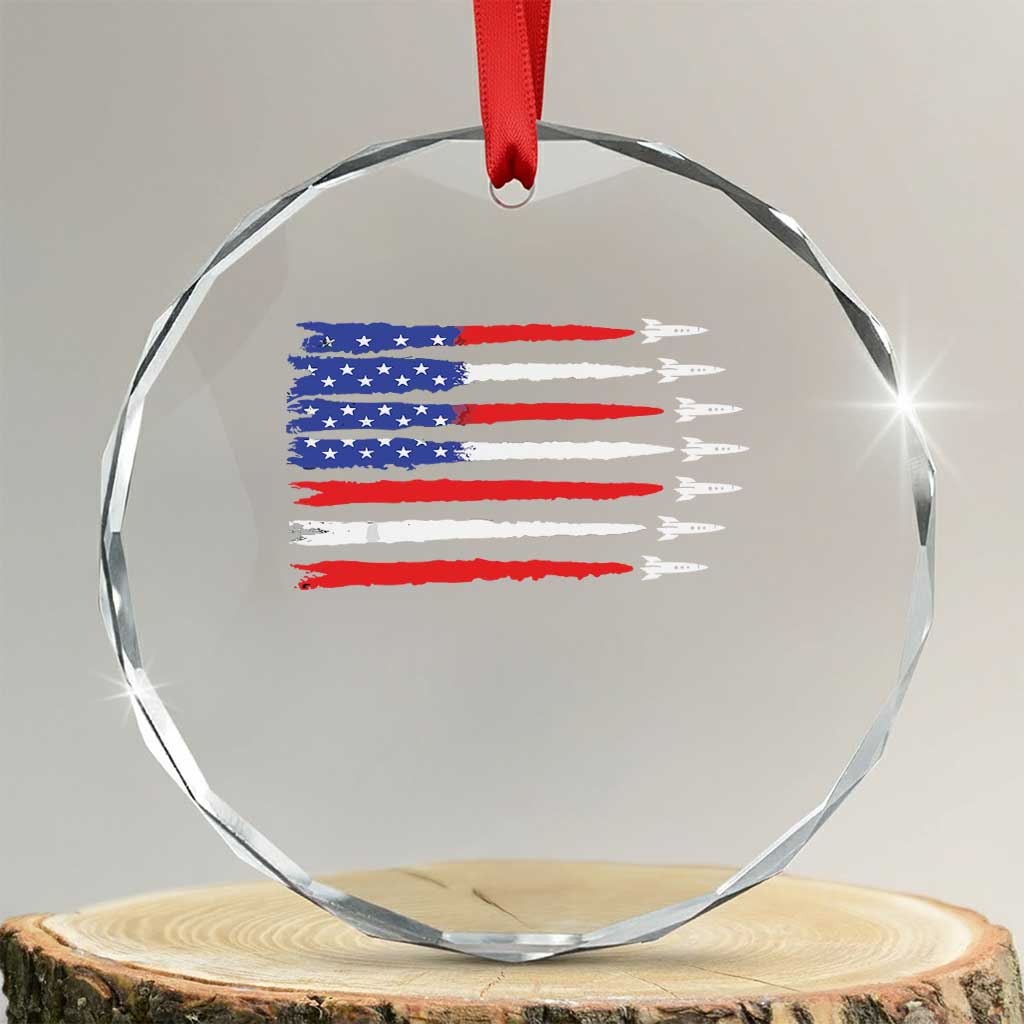 USA Flag Rocket Crystal Glass Ornament Patriotic Space Red White Blue 4th of July - Wonder Print Shop