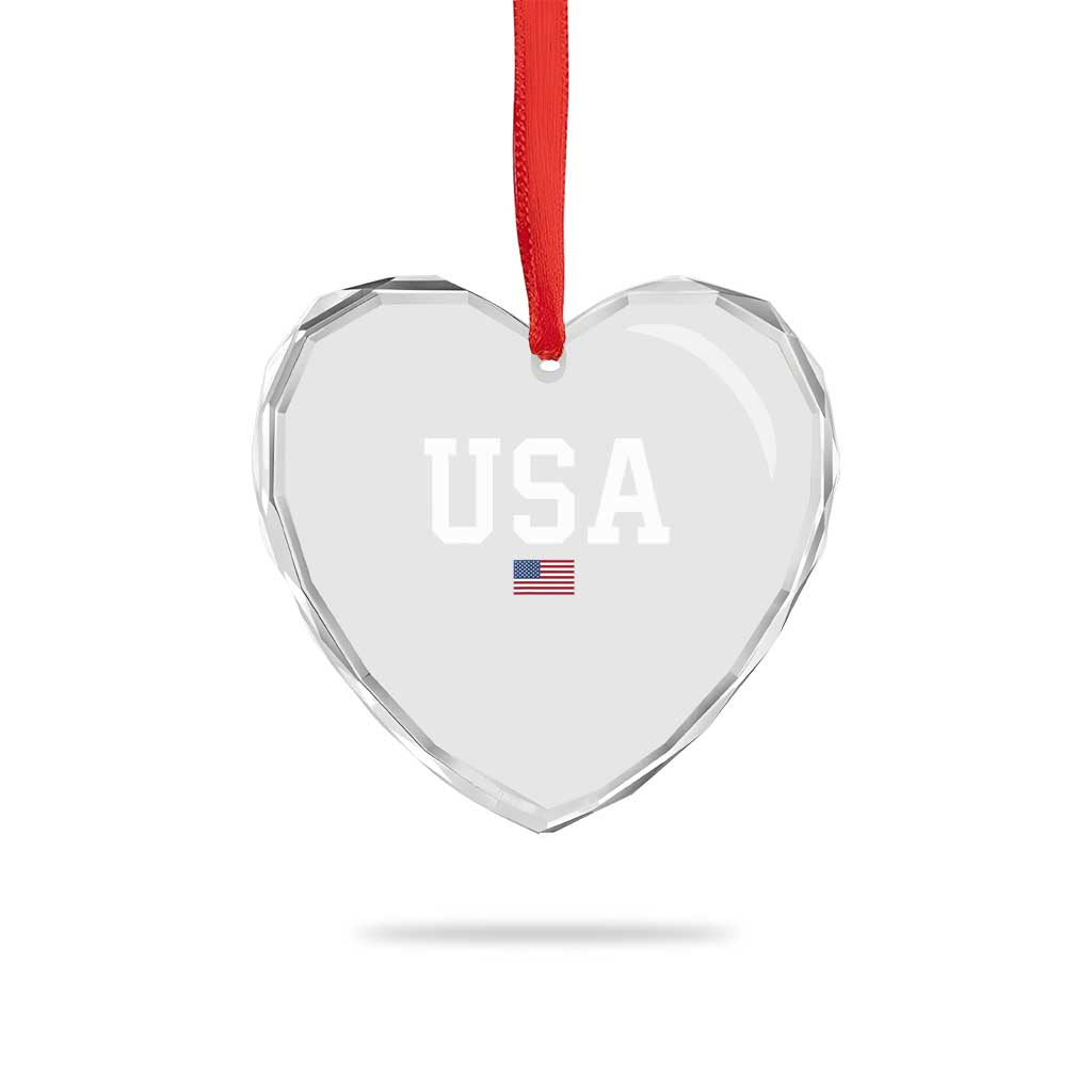 USA Heart Crystal Glass Ornament Patriotic American Flag - Wonder Print Shop