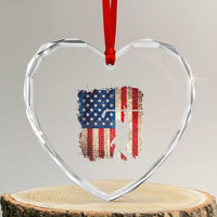 USA Hockey Bigfoot Heart Crystal Glass Ornament Patriotic Sasquatch American Flag 4th of July