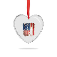USA Hockey Bigfoot Heart Crystal Glass Ornament Patriotic Sasquatch American Flag 4th of July