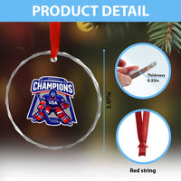 USA Ice Hockey Crystal Glass Ornament America Champions Patriotic Ice Hockey Team Fan