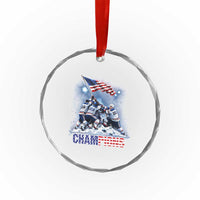 USA Ice Hockey Crystal Glass Ornament Hockey Champions 2026 USA Players Raising Flag On Ice