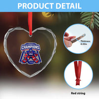 USA Ice Hockey Heart Crystal Glass Ornament America Champions Patriotic Ice Hockey Team Fan