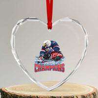 USA Ice Hockey Heart Crystal Glass Ornament Eagle Dominates Canada 2026 Hockey Champions