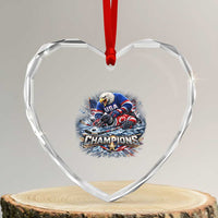 USA Ice Hockey Heart Crystal Glass Ornament Eagle Dominates Canada 2026 Hockey Champions Graphic