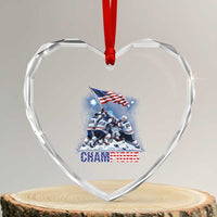 USA Ice Hockey Heart Crystal Glass Ornament Hockey Champions 2026 USA Players Raising Flag On Ice