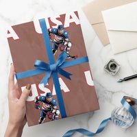 USA Ice Hockey Player Patriotic Graphic Wrapping Paper Roll Red White and Blue American Sports Fan