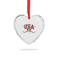 USA Ice Hockey Pride 1980 to 2026 Legacy Heart Crystal Glass Ornament Patriotic American Champions