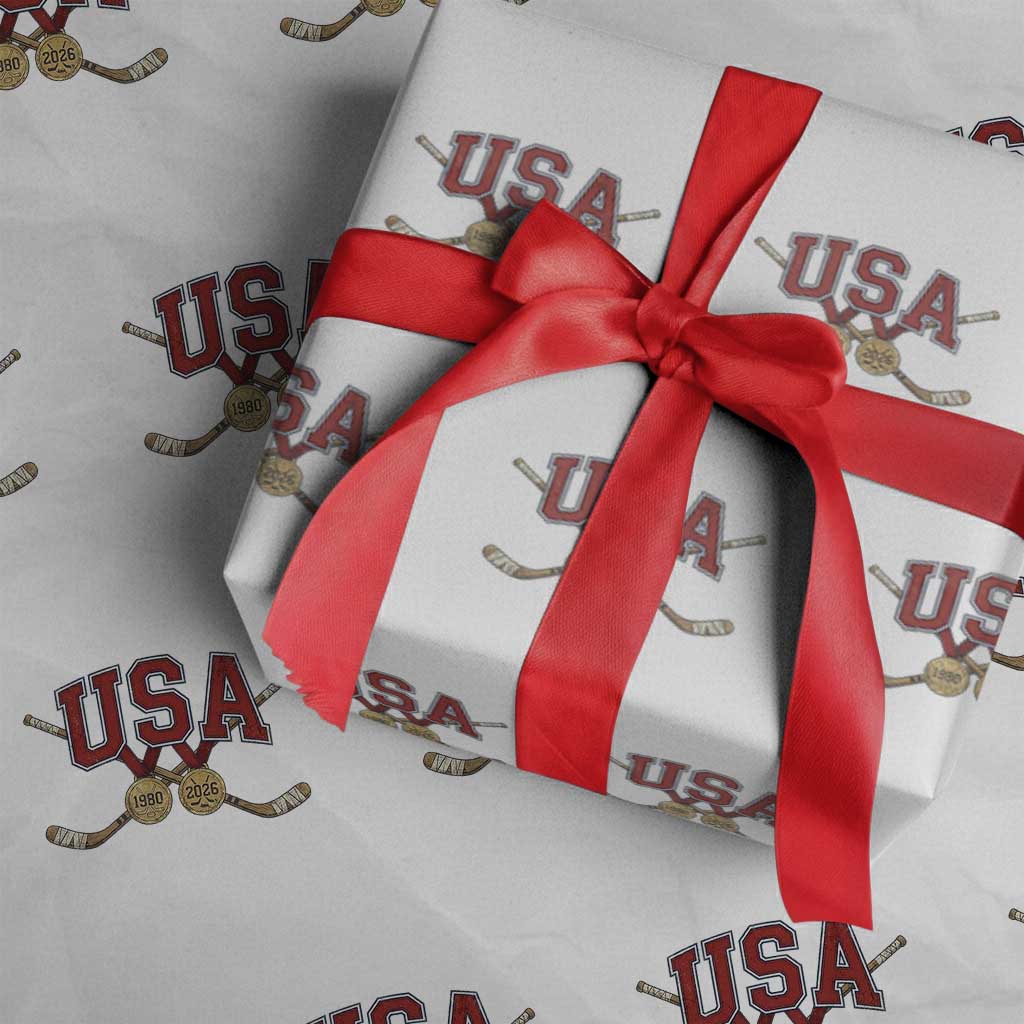 USA Ice Hockey Pride 1980 to 2026 Legacy Wrapping Paper Roll Patriotic American Champions