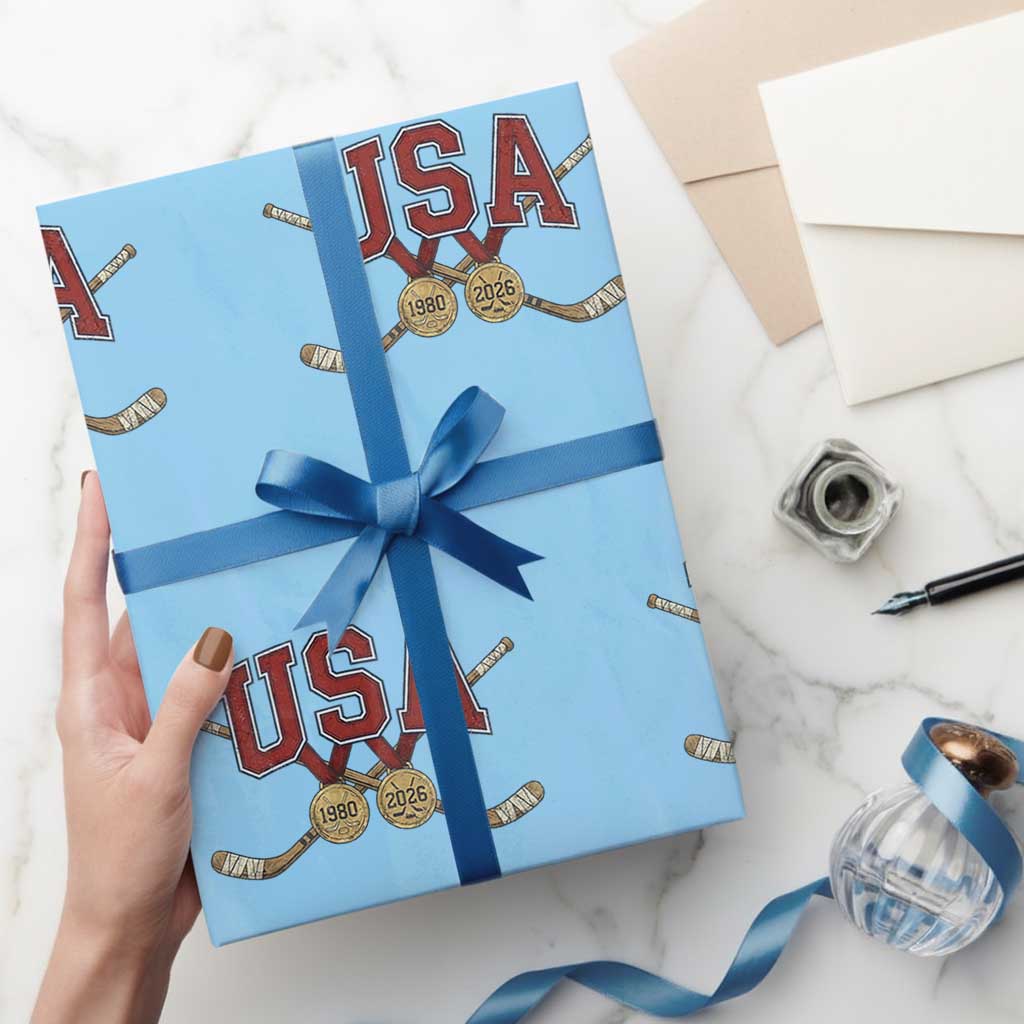 USA Ice Hockey Pride 1980 to 2026 Legacy Wrapping Paper Roll Patriotic American Champions