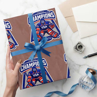 USA Ice Hockey Wrapping Paper Roll America Champions Patriotic Ice Hockey Team Fan