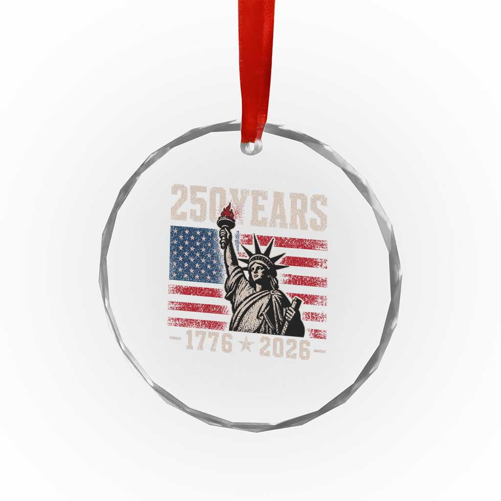 USA Independence 250th Anniversary Crystal Glass Ornament Patriotic Lady Liberty American Flag 250 Years 1776 2026