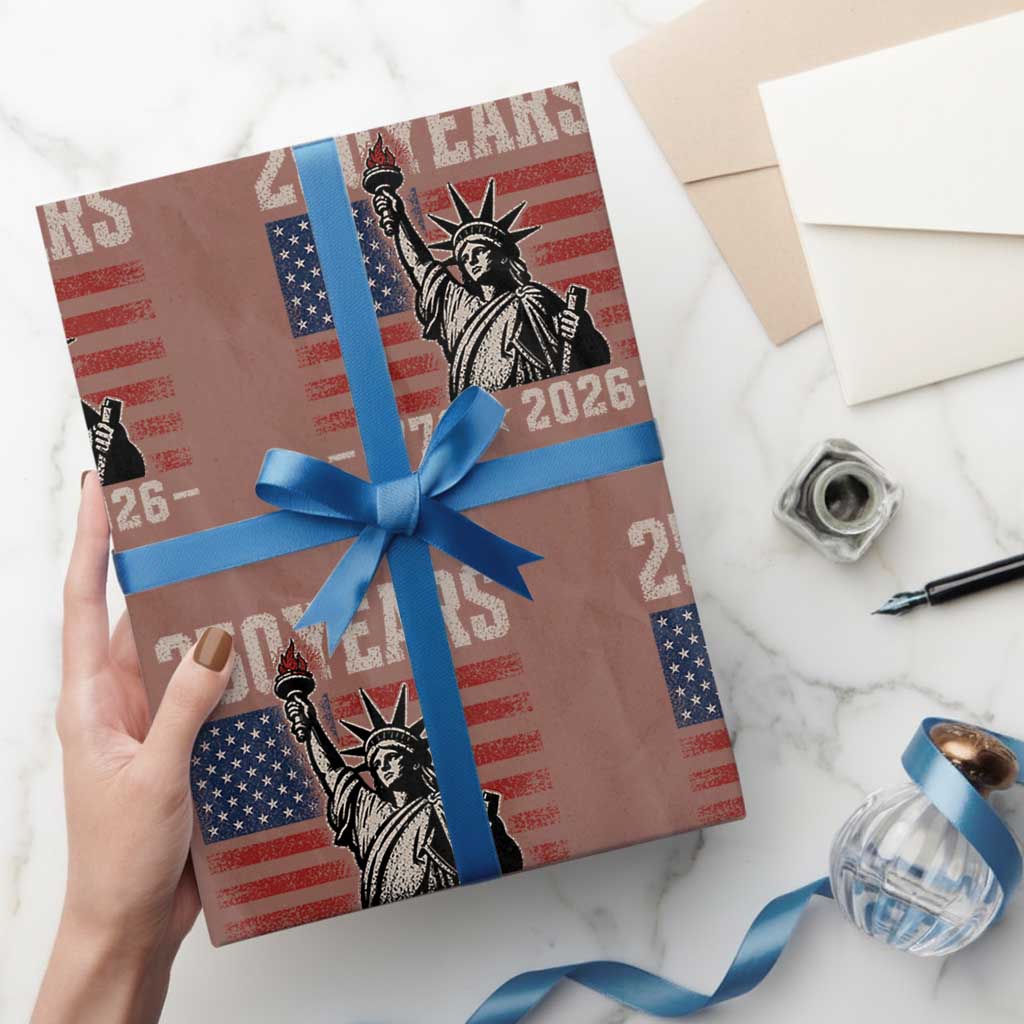 USA Independence 250th Anniversary Wrapping Paper Roll Patriotic Lady Liberty American Flag 250 Years 1776 2026