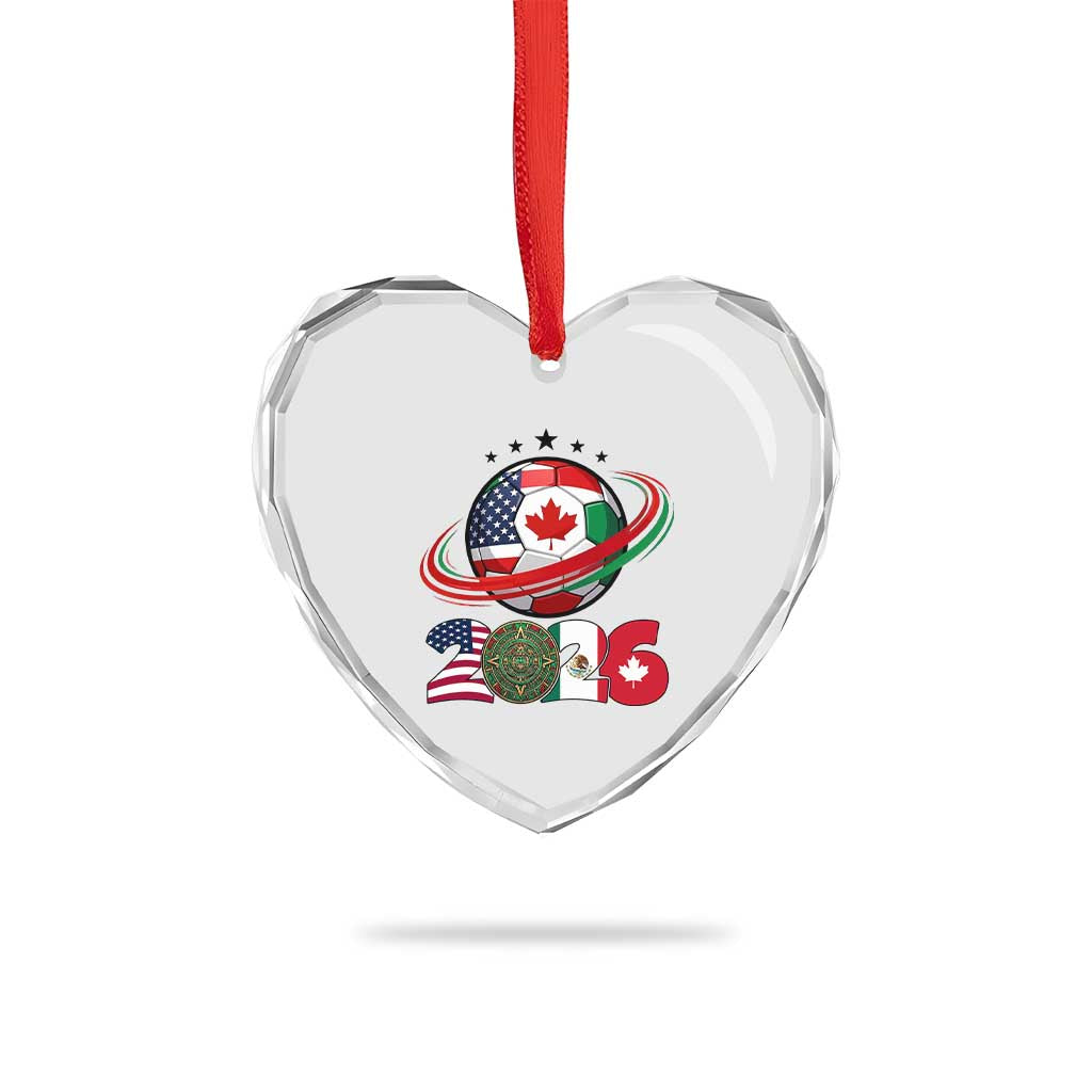 USA Mexico Canada Heart Crystal Glass Ornament 2026 Football Fan Gift