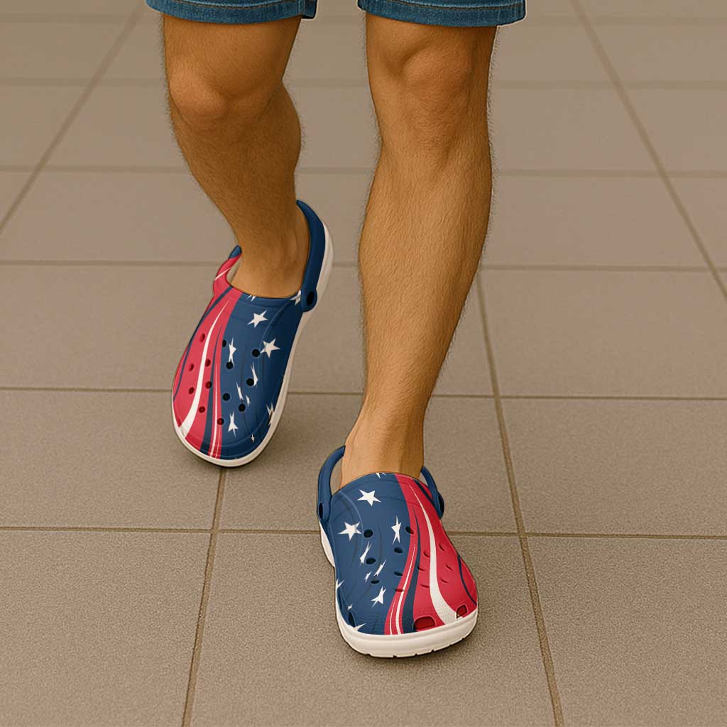 USA Patriotic Clogs Shoes Heritage Palette Flag-Inspired - Wonder Print Shop