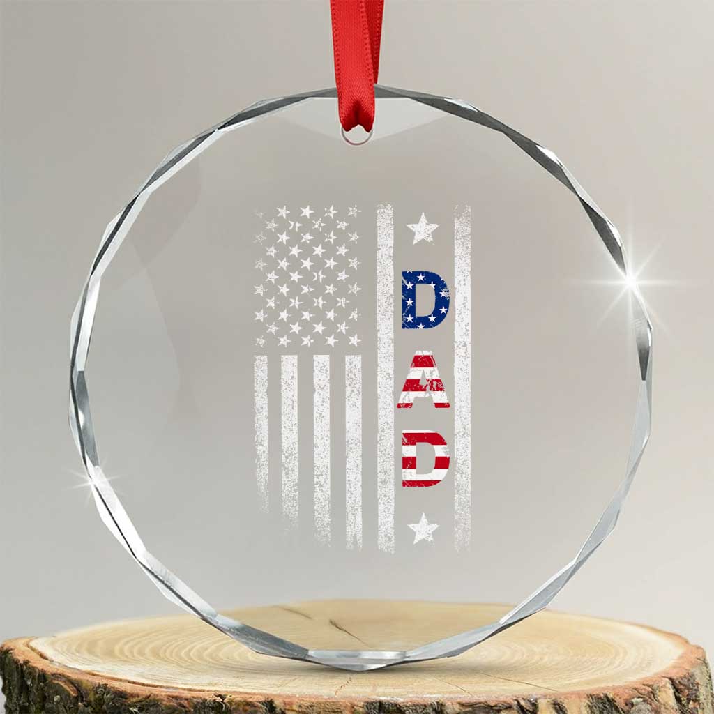 USA Patriotic Dad Crystal Glass Ornament Father's Day American Flag 4th of July