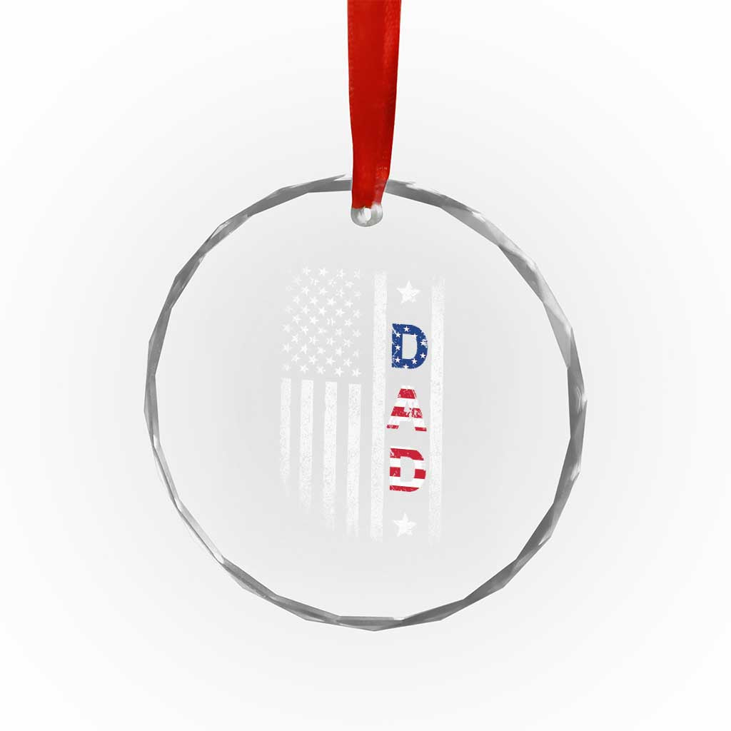 USA Patriotic Dad Crystal Glass Ornament Father's Day American Flag 4th of July