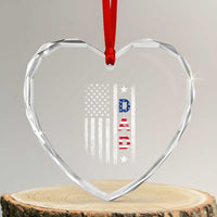 USA Patriotic Dad Heart Crystal Glass Ornament Father's Day American Flag 4th of July