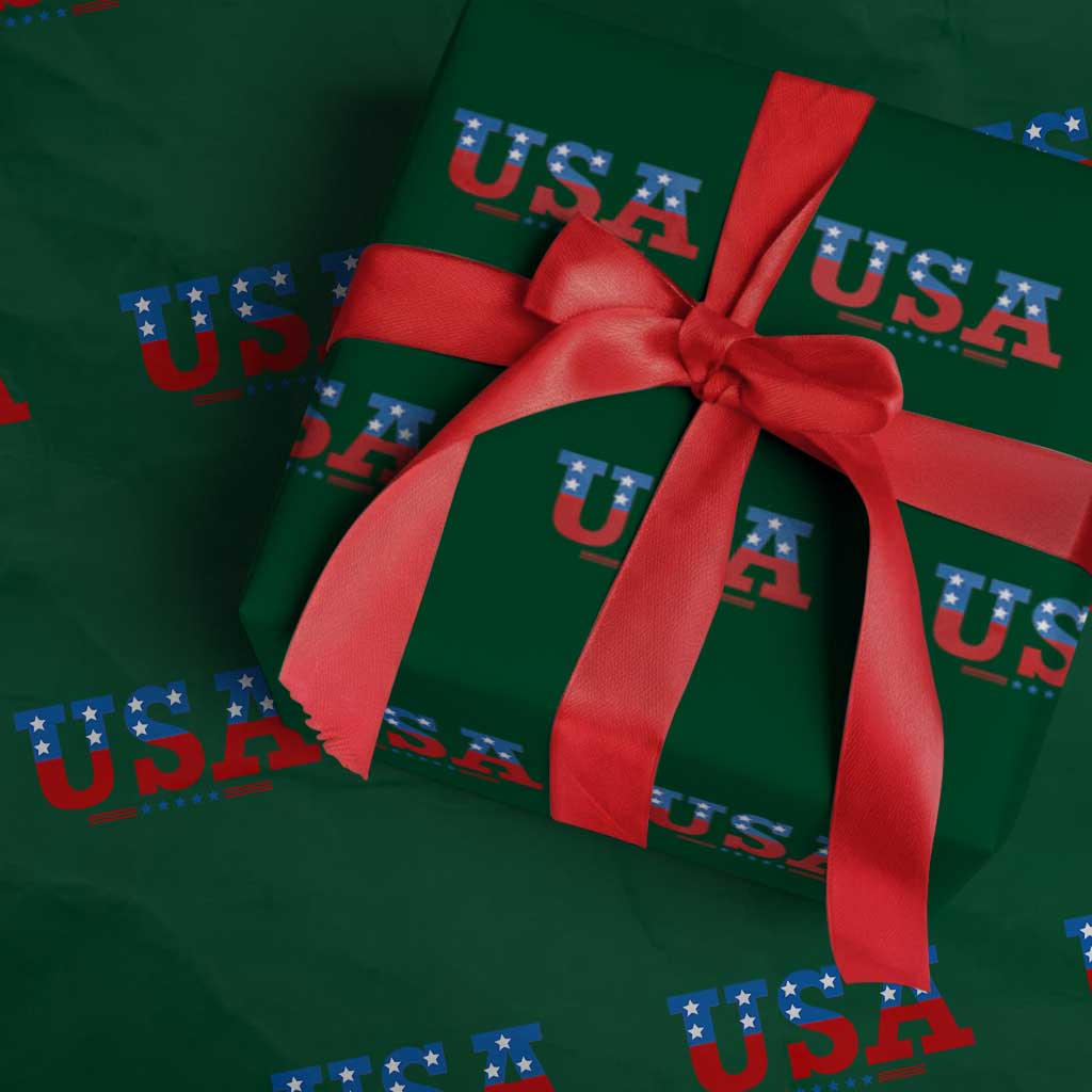 USA Patriotic Wrapping Paper Roll Red White Blue Stars - Wonder Print Shop