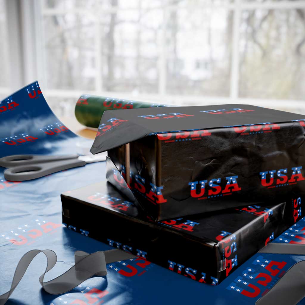 USA Patriotic Wrapping Paper Roll Red White Blue Stars - Wonder Print Shop