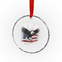 USA Soccer Bald Eagle American Flag Vintage Crystal Glass Ornament