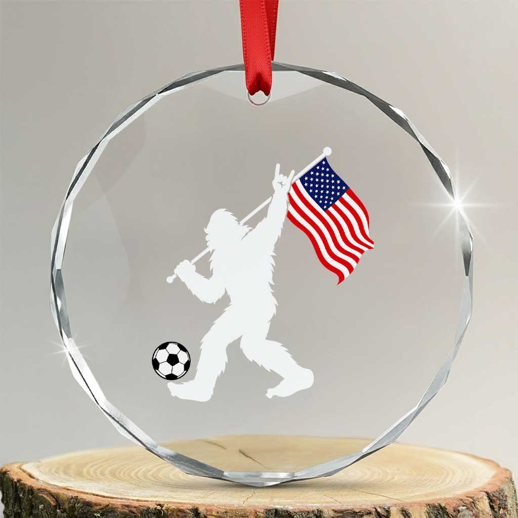USA Soccer Bigfoot American Flag Fan Crystal Glass Ornament