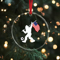 USA Soccer Bigfoot American Flag Fan Crystal Glass Ornament