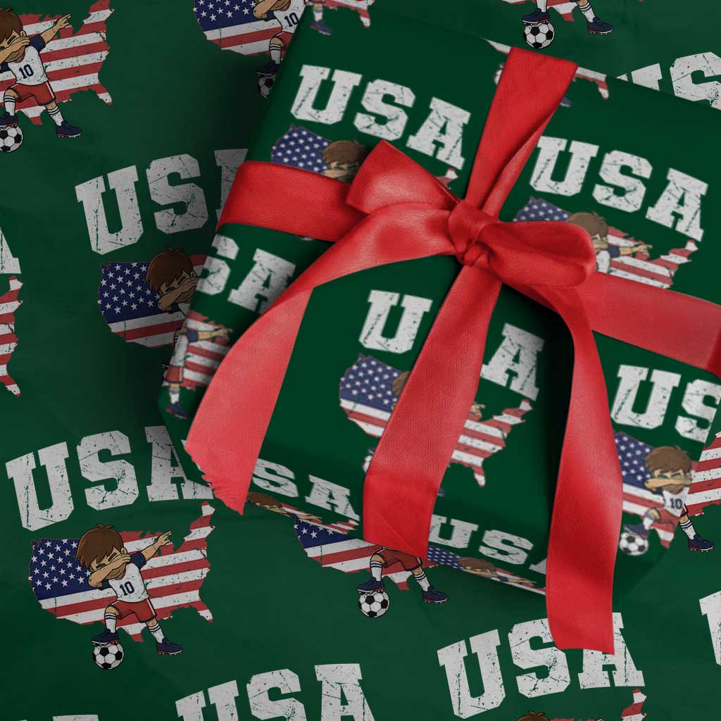 USA Soccer Dabbing Boy American Flag Fan Wrapping Paper Roll