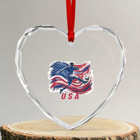 USA Soccer Fan American Flag Heart Crystal Glass Ornament