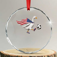 USA Soccer Goose Crystal Glass Ornament American Flag Patriotic Football Fan Graphic